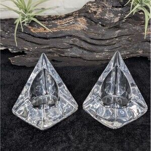 1960’s Pair of Nybro Sweden Volcano Crystal Candleholder Bookends
